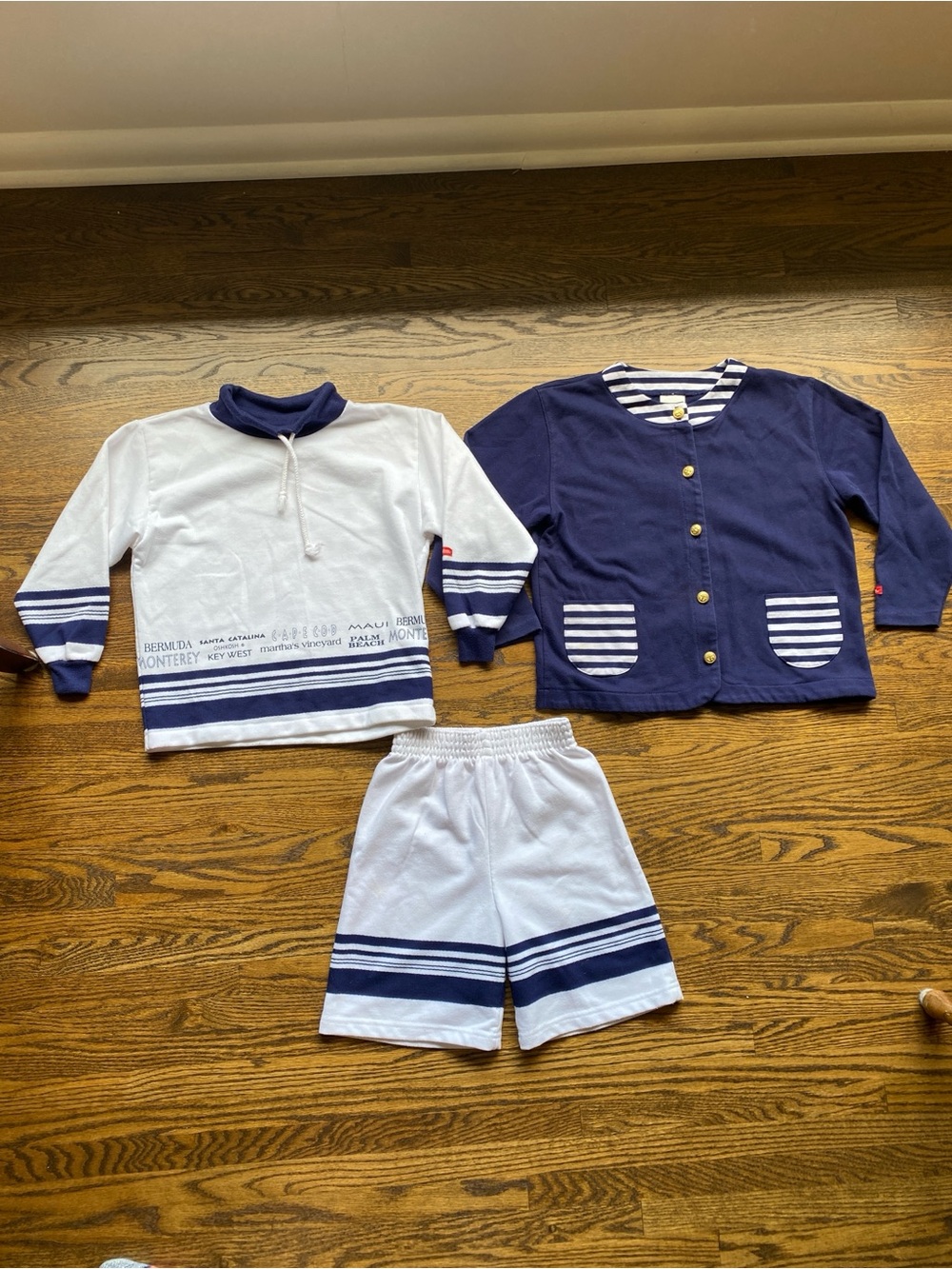 Vintage 90s OshKosh B'gosh Nautical sailor bundle set sweatshirts and shorts 5-6